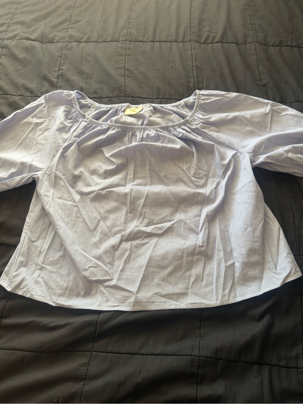 Maeve Light Blue Peasant Blouse with Scoop Neck - Picture 4 of 5